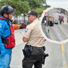 En la avenida de las Américas se realizó el simulacro de atentado con explosivos, afuera del Cuartel Modelo, de la Policía Nacional.