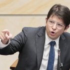 Fotografía de archivo del senador Miguel Uribe en el Congreso colombiano en Bogotá (Colombia).