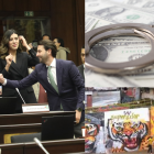 Niels Olsen, Ferdinan Álvarez y Valentina Centeno, de ADN, celebran la aprobación de la Ley de Solidaridad, que busca debilitar a las economías criminales.
