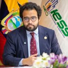Edgar Lama, presidente del Directorio del IESS, durante su pronunciamiento sobre gestión institucional