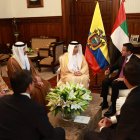 Una de las reuniones del presidente Daniel Noboa con las autoridades de Emiratos Árabes Unidos.
