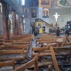 Danos causados por el ataque perpetrado contra la iglesia cristiana de Mar Elías de Damasco.