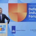 El secretario general de la OTAN, Mark Rutte durante el discurso inaugural de la Cumbre de la OTAN celebrada en La Haya.