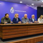 Ministros uruguayos durante una rueda de prensa, este lunes, 23 de junio de 2025 en Montevideo (Uruguay).