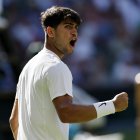 Carlos Alcaraz terminó con un grito de desahogo tras el extenuante partido con Fognini.