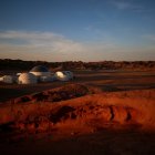Vista de la base de simulación del Proyecto Espacio-C que simula la vida en Marte en el desierto de Gobi en China.