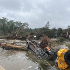 Fotografía de los escombros ocasionados debido a las inundaciones es en el área de Kerrville, Texas (EE.UU.)