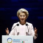 Ursula von der Leyen, pronuncia un discurso durante la Conferencia de Recuperación de Ucrania 2025 en Roma, Italia, el 10 de julio de 2025.