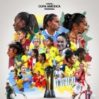 Afiche oficial de la CONMEBOL Copa América Femenina 2024, transmitida por DSPORTS y DGO.
