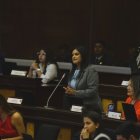 La asambleísta Lucía Pozo (ADN) fue la única asambleísta que propuso un nombre para completar la terna.