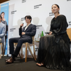 Sharon Cho y Raphael Chung durante el estreno de Todo Bajo Control en Nueva York, el primer K-drama producido por Samsung para Latinoamérica.