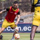 Octavio Rivero, delantero de Barcelona SC, en la práctica este domingo 20 de julio