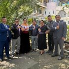 Los asambleístas que fueron expulsados por la Conaie aparecen en una foto con Marlon Vargas, tras congreso