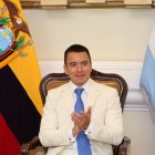 El presidente Daniel Noboa durante su intervención en la ceremonia por los 490 años de fundación de Guayaquil.