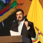 El alcalde Aquiles Álvarez durante la sesión solemne por los 490 años de Guayaquil, donde pronunció un discurso cargado de críticas al Gobierno.