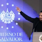 Fotografía de archivo del 19 de marzo de 2025 del presidente de El Salvador, Nayib Bukele, hablando durante un acto en Antiguo Cuscatlán (El Salvador).