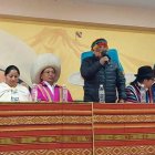 Cita. Marlon Vargas, presidente de la Conaie, en un acto, en Otavalo.