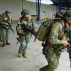 Militares durante actividades en el sector Alto Punino, en Francisco de Orellana.