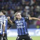 Claudio Spinelli abrió el marcador a favor de Independiente del Valle contra Mushuc Runa en los octavos de final de la Sudamericana.