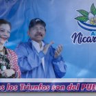 Una valla con la imagen de los esposos y copresidentes de Nicaragua, Daniel Ortega y Rosario Murillo, en Managua (Nicaragua).