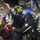La calle la Jota, en Soland, fue uno de los puntos de control a motociclistas.