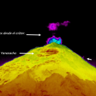 Uno de los signos detectados fue una fumarola en el flanco occidental.