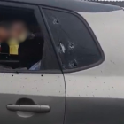 Vehículo donde fueron asesinadas cinco personas en Las Gilces, Crucita, Manabí.