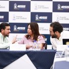 El ministro de Salud, Jimmy Martin, la secretaria de la Administración Pública, Cynthia Gellibert, y el presidente del direcotrio del IESS, Edgar Lama.