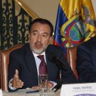 Este martes, los alcaldes de Quito, Pabel Muñoz; de Guayaquil, Aquiles Álvarez; y de Cuenca, Cristian Zamora, mantuvieron una reunión con la canciller Gabriela Sommerfeld y el ministro John Reimberg.