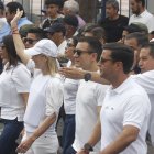 Un corto discurso a final de la marcha convocada por el presidente Daniel Noboa en Guayaquil.