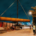 Las vigas llegaron la madrugada de este 12 de septiembre.