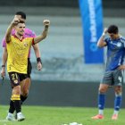 Octavio Rivero cuando festejaba el primer gol que abrió la goleada al minuto 4.