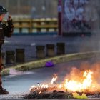 Los agentes de la Policía llegaron a la Plaza Indoamérica para dispersar a los manifestantes, quienes se congregaron en los exteriores de la Universidad Central