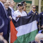 Petro en su reciente aparición en Nueva York, protestando contra Israel por la guerra en Gaza.