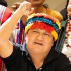 Marlon Vargas, presidente de Conaie, durante un evento público en defensa de la Amazonía y los salarios
