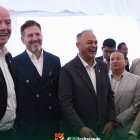 Gianni Infantino (i) junto a Alejandro Domínguez, Fernando Costa y Rodrigo Paz.