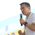 El presidente Daniel Noboa en un reciente evento en Anconcito.