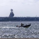 Fotografía de archivo fechada del 03 de octubre de 2025 del portaviones nuclear estadounidense USS Gerald R. Ford llegando a Palma (España).