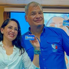 La dirigente de la RC, Luisa González, y el presidente vitalicio del partido, Rafael Correa.