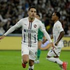 Lisandro Alzugaray celebra uno de los goles de Liga de Quito ante Palmeiras.