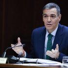 El presidente del Gobierno, Pedro Sánchez, durante su comparecencia ante la comisión de investigación del caso Koldo, este jueves en el Senado