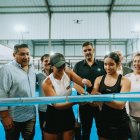 Aquiles Álvarez durante la inauguración del complejo deportivo y canchas de Pádel en Urdesa.