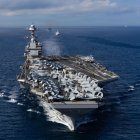 Fotografía cedida el pasado 30 de octubre por la Marina de los Estados Unidos del portaviones USS Gerald R. Ford (CVN 78).