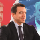 El presidente Daniel Noboa junto a Nicolás Maduro y Donald Trump, protagonistas de recientes tensiones y alianzas políticas internacionales