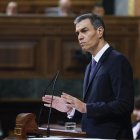 El presidente del Gobierno, Pedro Sánchez, durante su comparecencia este miércoles en el Congreso de los Diputados.
