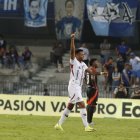 Michael Estrada festeja tras marcar el primer gol de Liga de Quito ante Emelec.