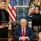 Cristiano Ronaldo, su prometida Georgina Rodríguez y el presidente de Estados Unidos Donald Trump, en la Casa Blanca.