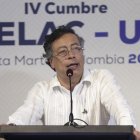 El presidente de Colombia, Gustavo Petro, ofrece declaraciones al final de la IV Cumbre CELAC-UE en Santa Marta.