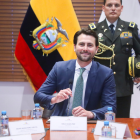 El presidente de la Asamblea, Niels Olsen, durante la presentación de su propuesta para reducir las horas de ley seca en procesos electorales