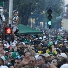 Seguidores de Palmeiras reunidos por la final de la Copa Libertadores el sábado 29 de noviembre.